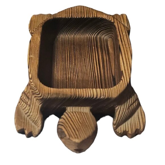 Vintage Sea Turtle / Tortoise Shaped Wooden Incense Box Trinket Storage - Picture 4 of 13